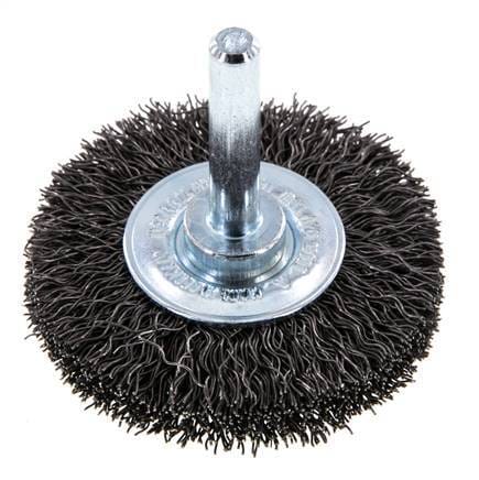Rundbürste 50x10 mm 6 mm Schaft Stahldraht 0,3 mm geriffelt