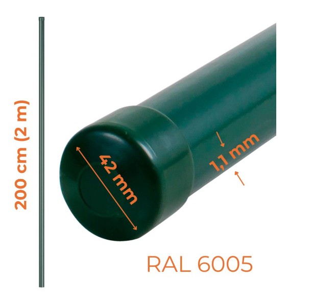 Zaunpfostenrohr Fi 42 Mm 1,1 Mm 2 M Grün Ral 6005 - Sl 2006005