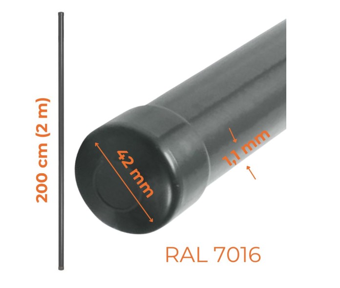 Zaunpfostenrohr Fi 42 Mm 1,1 Mm 2 M Anthrazit Ral 7016 - Sl 2007016