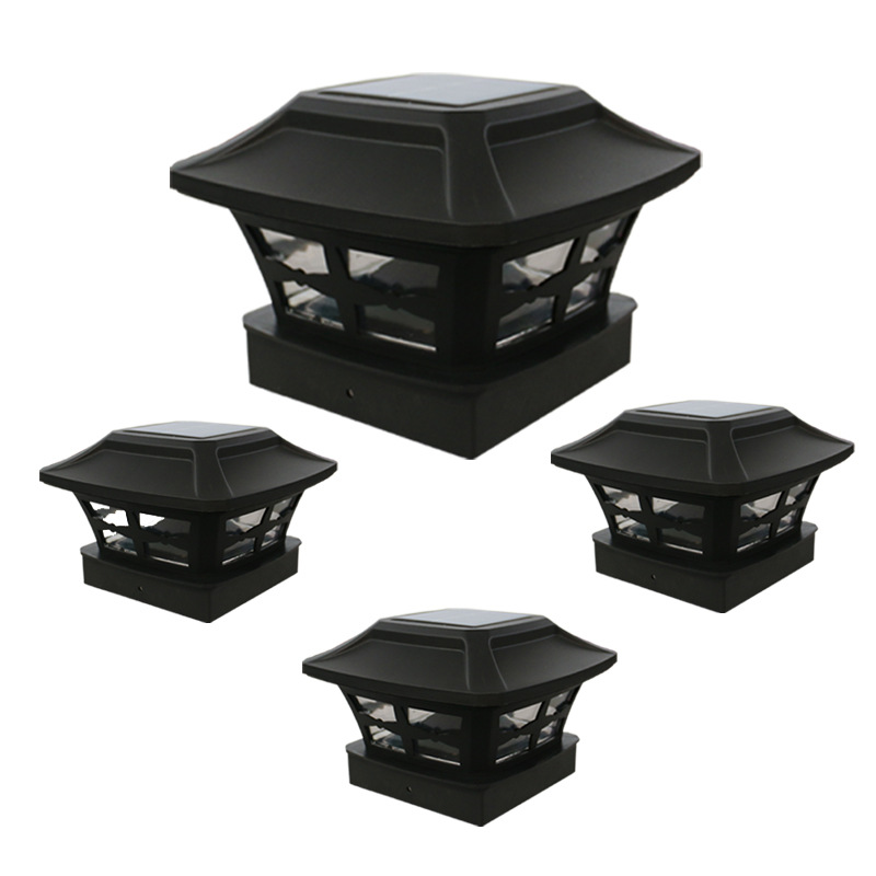 Nouvelle Lampe Solaire D'Extérieur Sur Colonne De 10 Cm (4 Pouces), Lampe De Jardin, Lampe De Clôture, Lampe À Capuchon (noire, Lampe Solaire De Jardin)