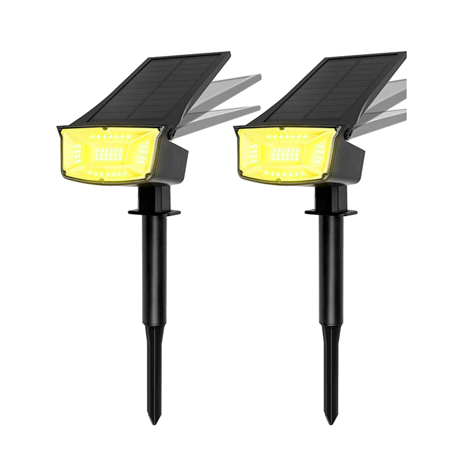 Lot De 2 Projecteurs Solaires Led Réglables 2 En 1, Lampes À Piquer Et Appliques Murales Étanches Pour L'Extérieur, Idéales Pour Les Mariages, Les Fêtes, Les Jardins, Les Allées Et Les Terrasses.