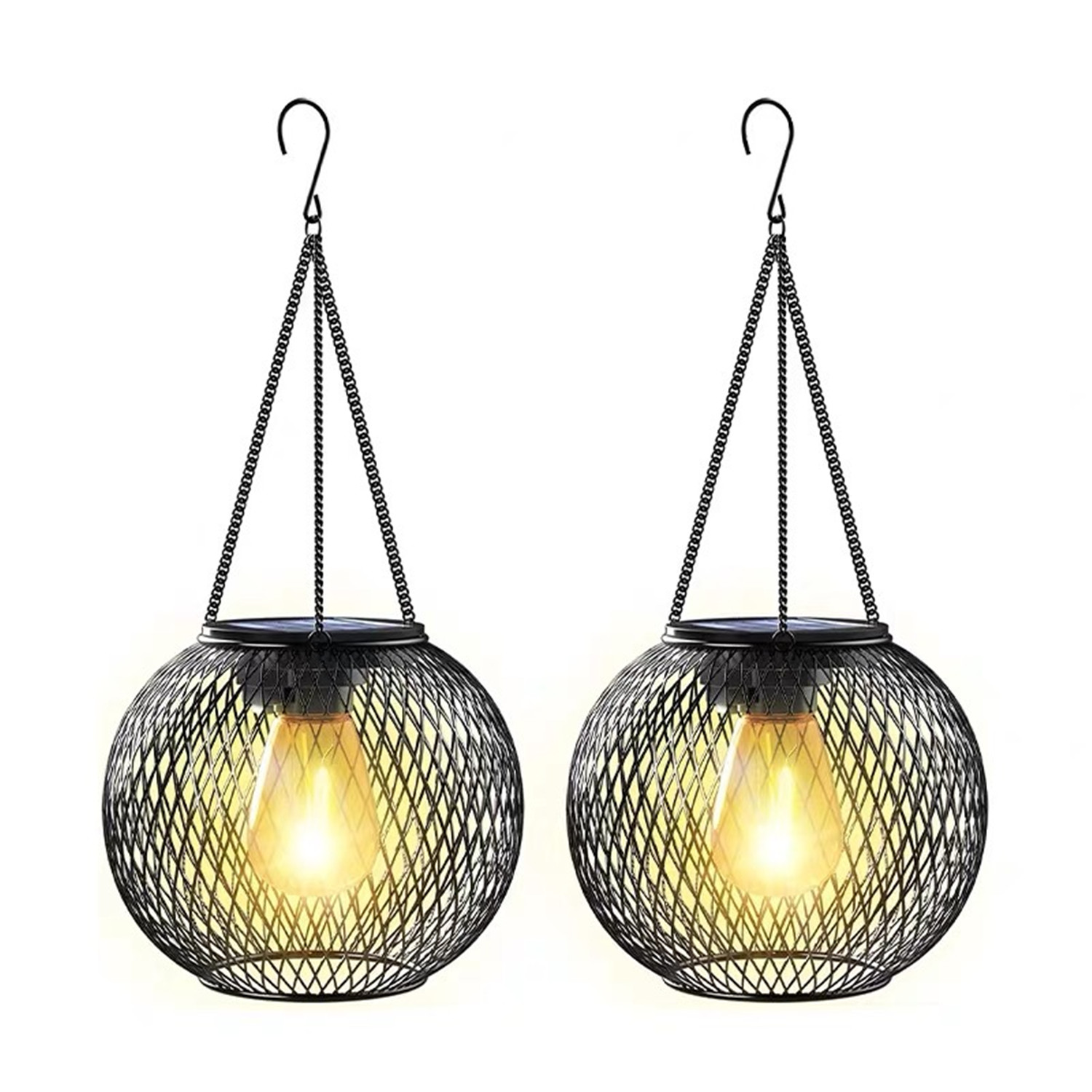 Lanterne De Jardin D'Une Autonomie De 48 Heures Lampe Solaire Extérieure Rétro En Métal Étanche Ip65, Avec Détecteur De Lumière Idéale Pour Les Pergolas, Les Cours, Noël Et Halloween (lot De 1)