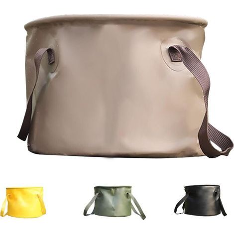 Faltbarer 20-liter-eimer, Khaki, Tragbarer Multifunktions-wasserbeutel, Wasserbehälter Für Teich, Wäschewaschen, Geschirrspülen, Reisen, Wandern, Angeln, Bootfahren, Gartenarbeit, Kanufahren