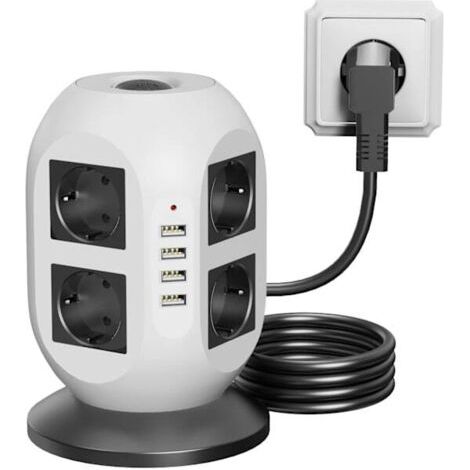 Usb-verlängerungskabel Mit 8 Steckdosen, 8 Usb-anschlüssen Und Überspannungsschutz – Länge: 2 Meter, Doppelschalter – Geeignet Für Zuhause Und Büro