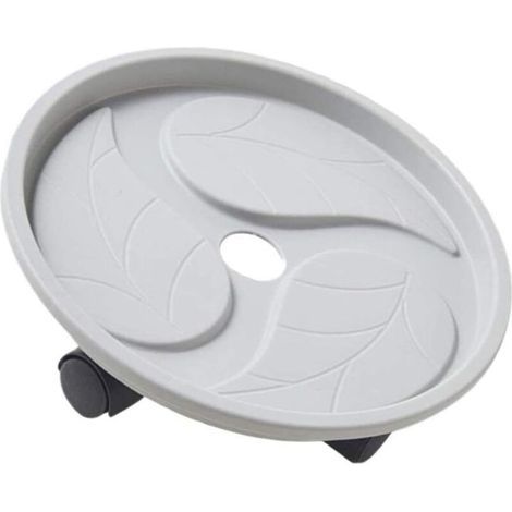 Paar Runder, Mobiler Pflanzenständer Mit Rollen, Tablett Und Blumentopfhalter Für Den Innen- Und Außenbereich, Grau, 24 Cm (9,4 Zoll).