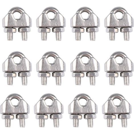 Bunthaus 12-teilige Edelstahl-kabelklemmen, 4 Mm Verzinkt, Bogenförmige Drahtseilklemmen, Drahtseilclips, Edelstahl-bogenklemmen Zur Befestigung Von Kabeln Und
