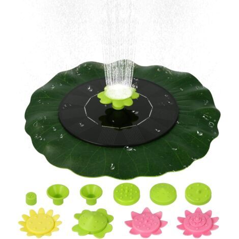 Bunthaus Solar-vogeltränke-brunnen, 6v 1w, Lotusblattförmige Solar-schwimmbrunnen Mit Düsen, Für Schwimmbad, Teich, Garten Und Terrasse