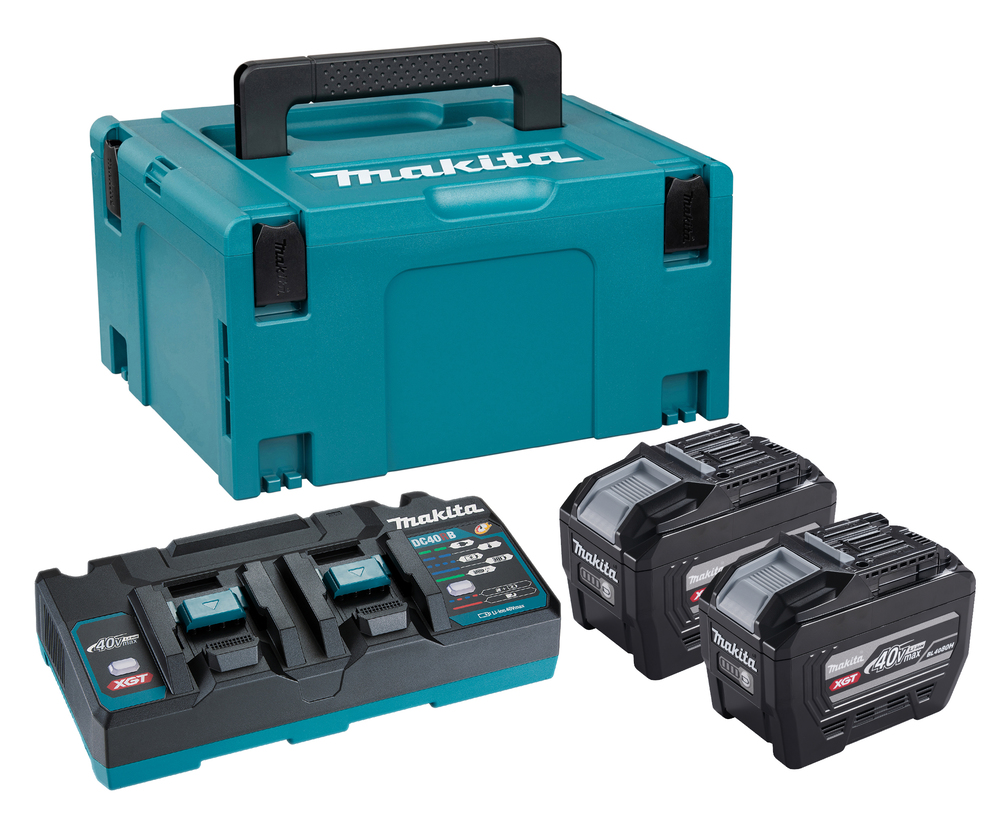 Makita Power Source-kit Pskgpe2j, 40v Max. 2x 8,0 Ah Und Doppel-schnellladegerät Dc40rb Im Makpac