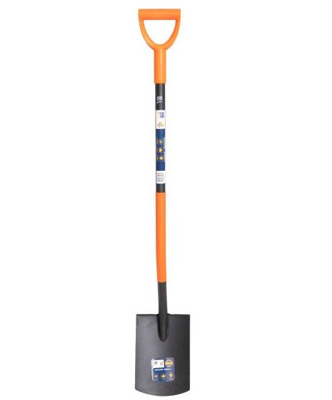 Gerader Stahlspaten Zum Ausheben Harter Böden, Verstärkt, 130 Cm