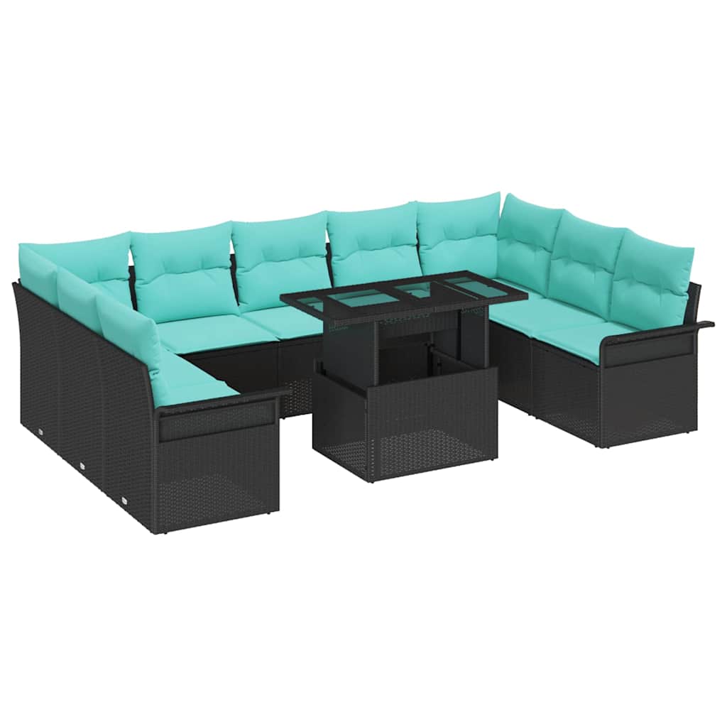 Maison Exclusive - Gartensofa-set 10 Stk. Schwarz [synthetisch]: