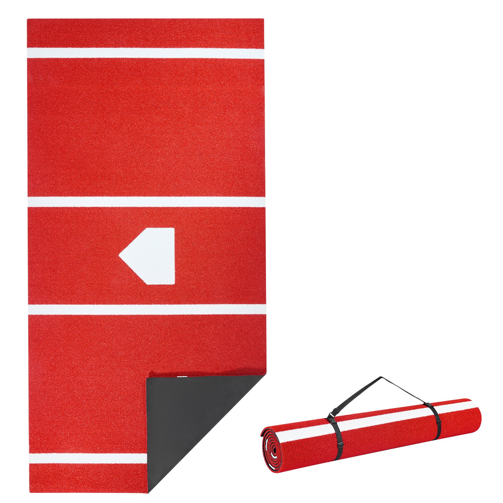 Baseball-schlagmatte Trainingsmatte (366 X 183 Cm) Trainingspad Schlagkäfigmatte, Baseballmatte Mit Home Plate & Anti-fade-rasen, Tragbare Trainingshilfe Softballmatte Outdoor, Rot