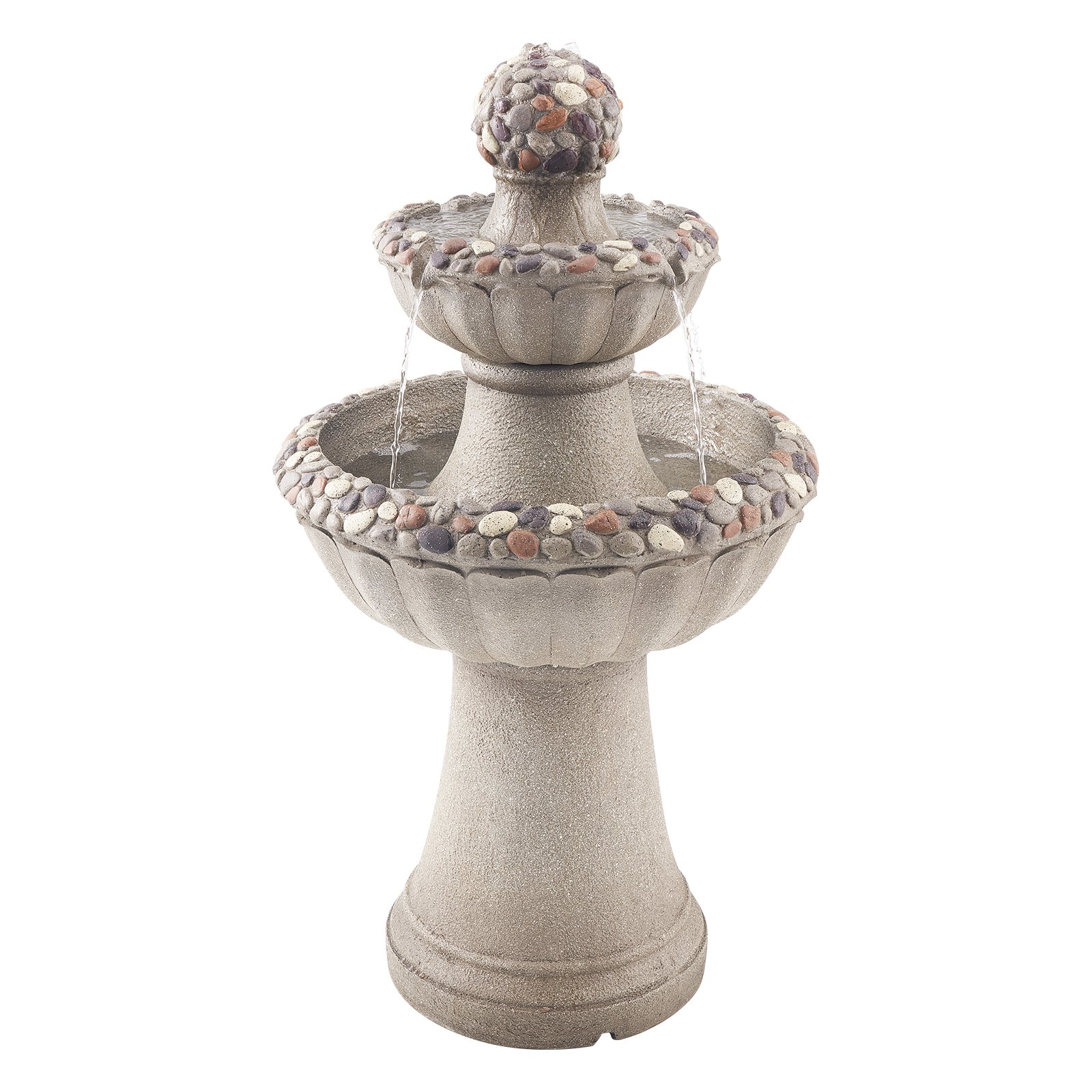 Gartenbrunnen Für Den Außenbereich, 927 Mm Hoch, Moderner 2-stufiger Wasserfall, Springbrunnen Aus Fiberglas & Harz, Mit Wasserpumpe, Für Gärten, Terrassen, Hinterhöfe, Heimdekoration