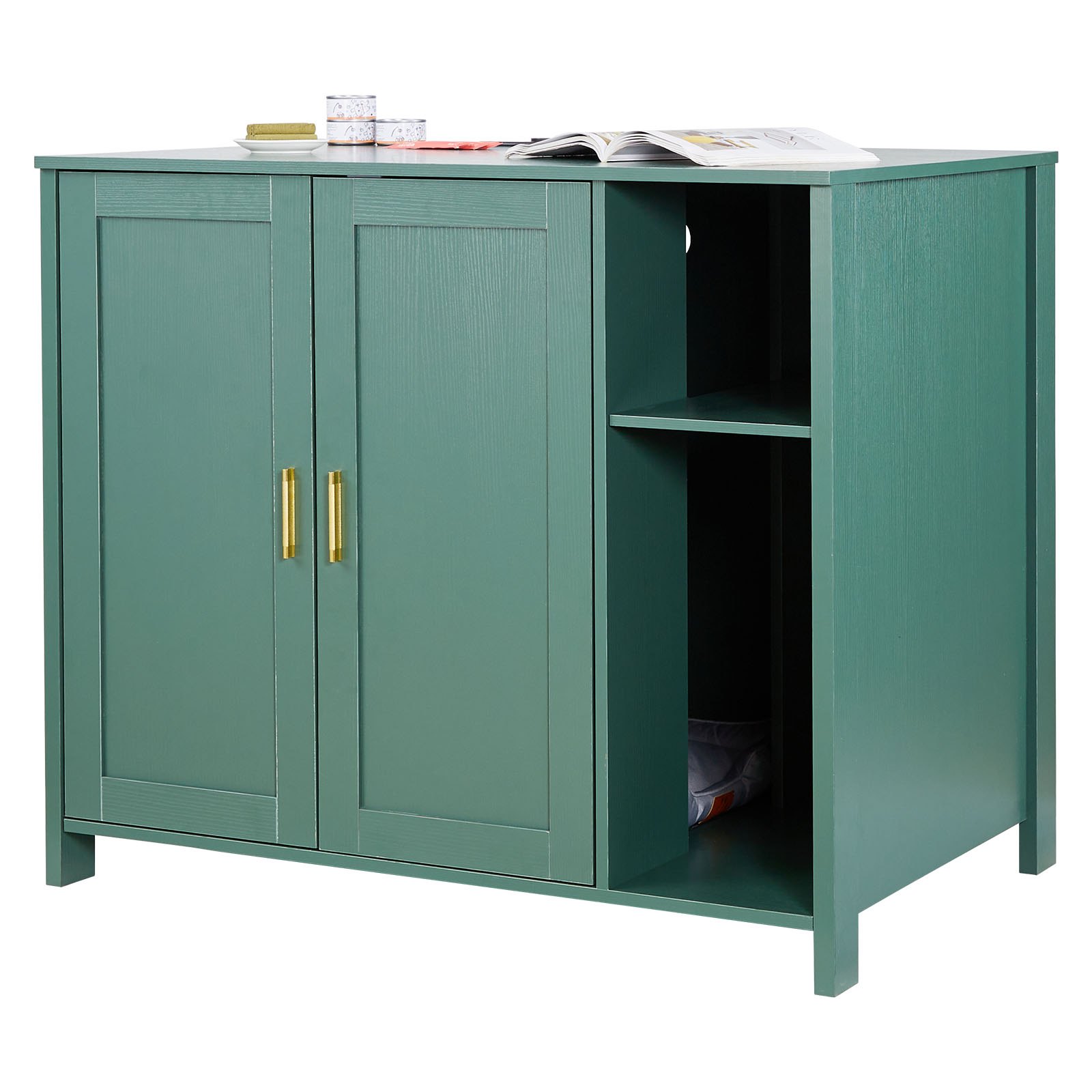 Katzenschrank, 1050x680x885 Mm, Katzenklo Schrank Mit Eingebauter Steckdose, Schublade & Abnehmbarer Trennwand, Passend Für Die Meisten Selbstreinigenden/intelligenten Katzentoiletten