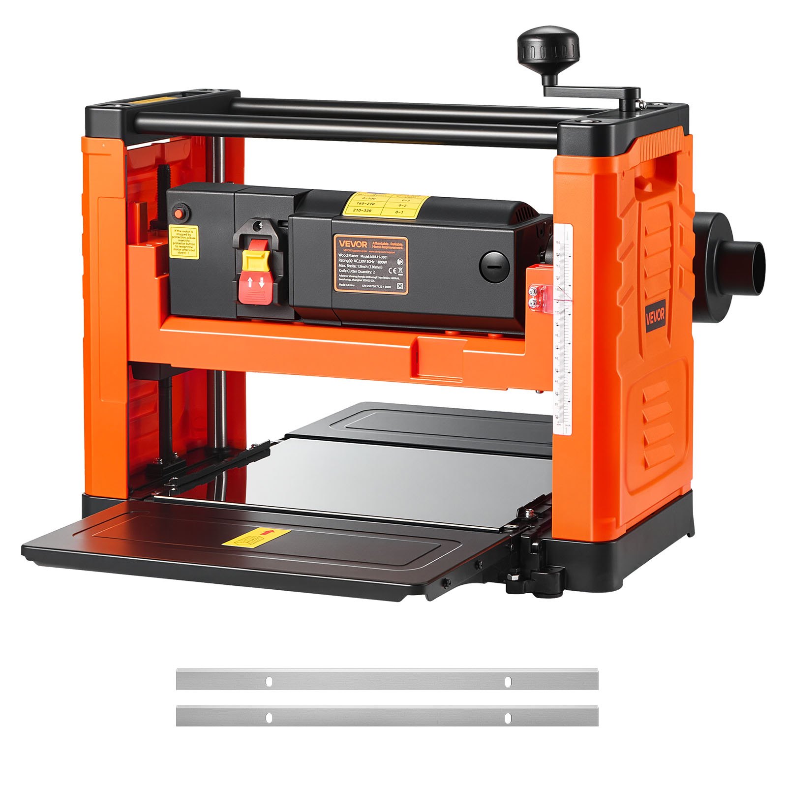Dickenhobel, Zwei-blatt, 330 Mm Breiter Arbeitstisch, Hobelmaschine, 1800 W, Hobel, 23500 U/min, Doppelrollen, Überrollschutz, Holzbearbeitung Mit Einzelgeschwindigkeit, Für Hart- & Weichholz