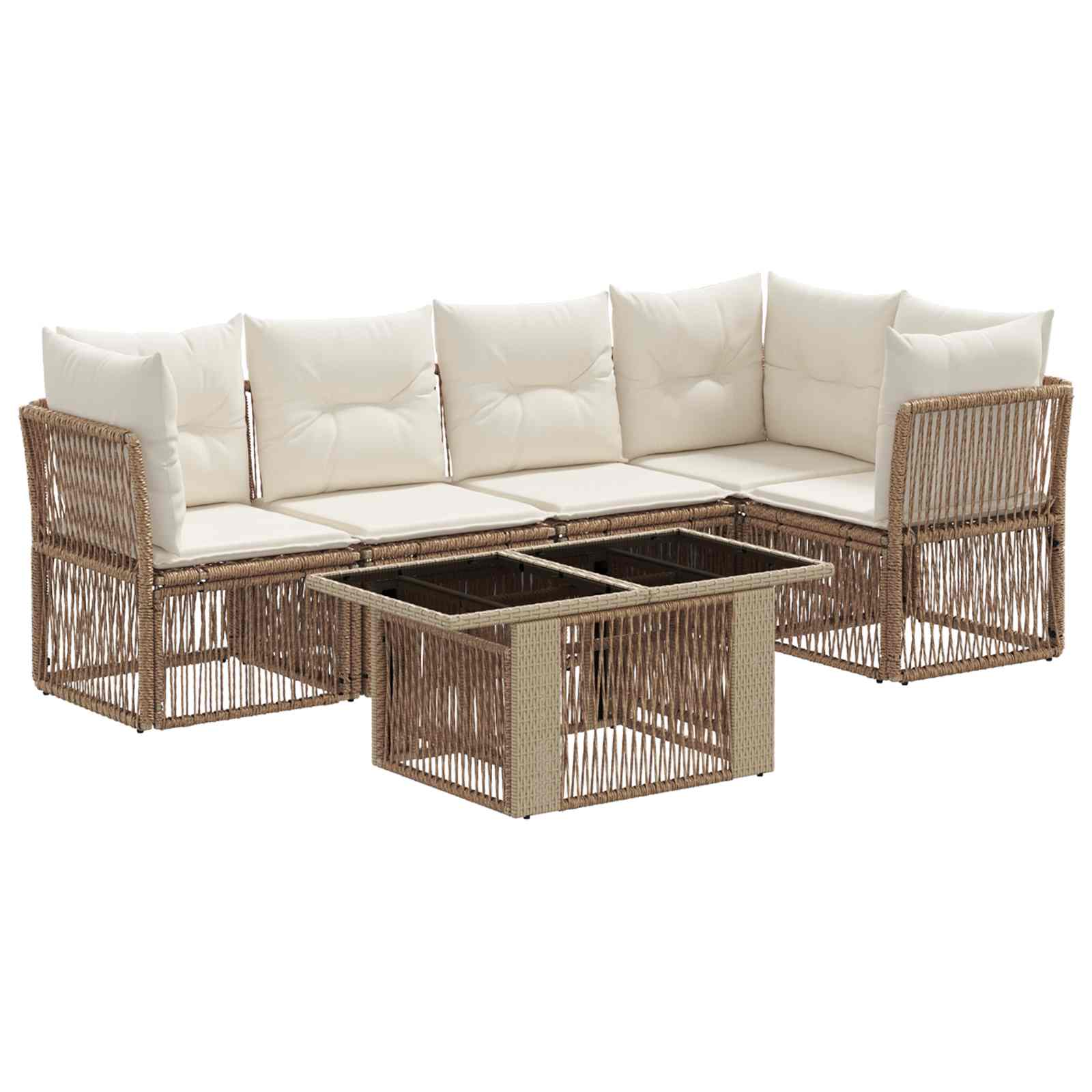 Gartensofa-set 6 Stk. Beige 100 X 55 X 73 Cm Poly-rattan Vidaxl
