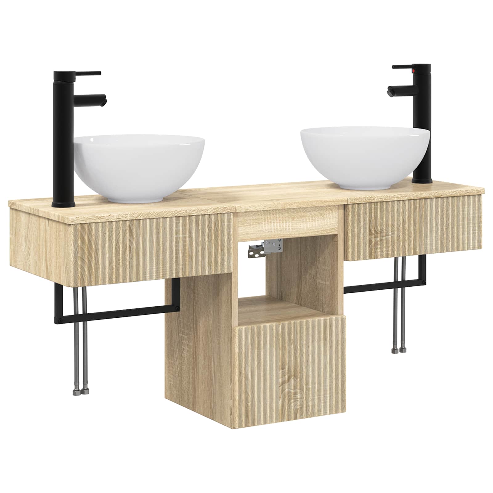 Badezimmermöbel-set 3 Stk. Sonoma-eiche 40 X 41 X 56 Cm Vidaxl