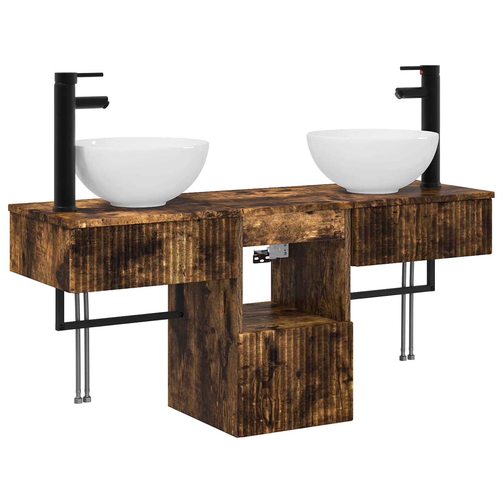 Badezimmermöbel-set 3 Stk. Geräucherte Eiche 40 X 41 X 56 Cm Vidaxl