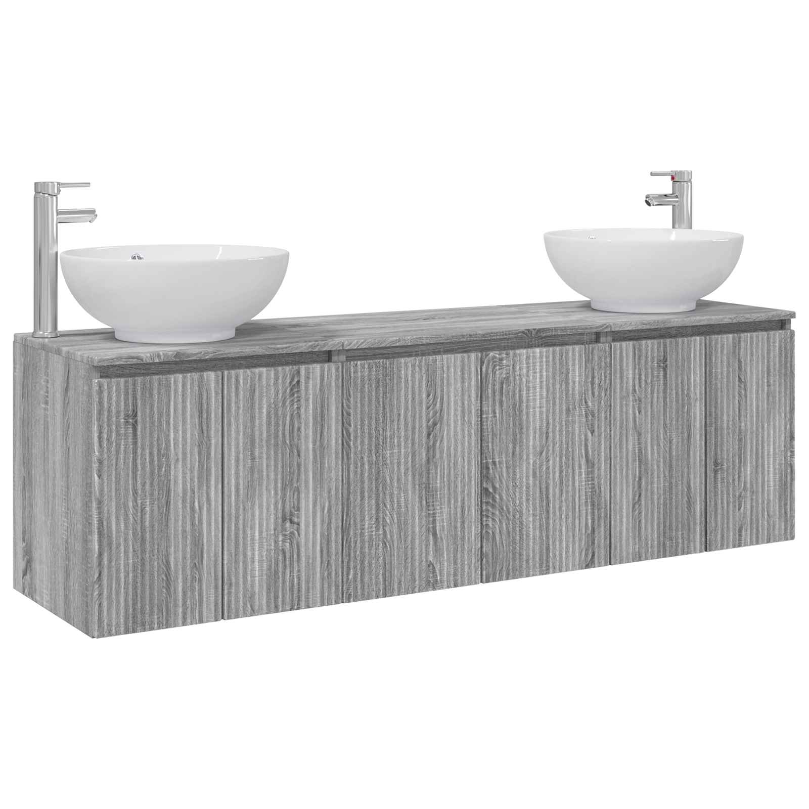 Badezimmerschrank-set 3 Stk. Grau Sonoma 161,5 X 44,5 X 80 Cm Vidaxl