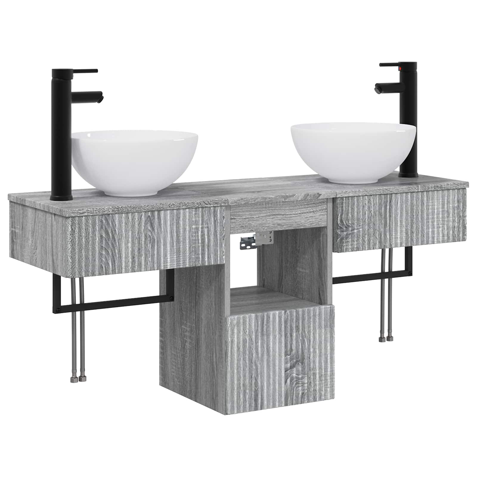 Badezimmermöbel-set 3 Stk. Sonoma-grau 40 X 35 X 56 Cm Vidaxl