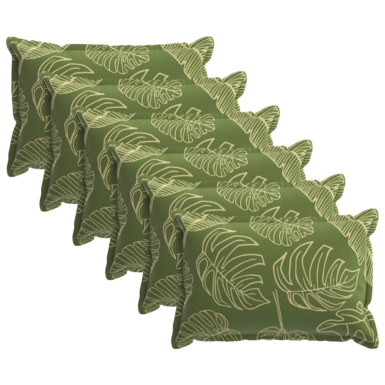 Kissen 6 Stk. Houten Blattdesign 40 X 60 Cm Polyester Vidaxl