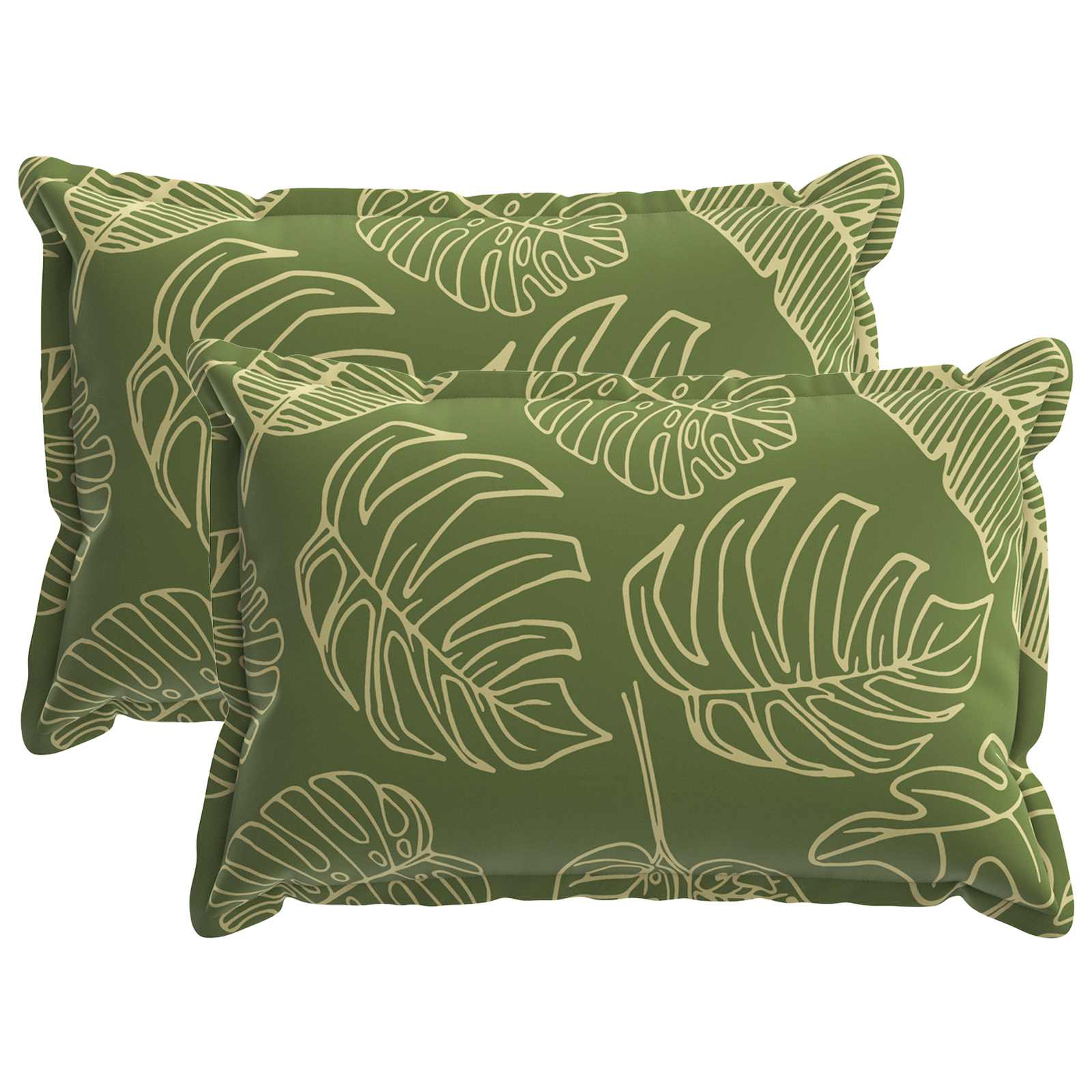 Kissen 2 Stk. Houten Blattdesign 40 X 60 Cm Polyester Vidaxl