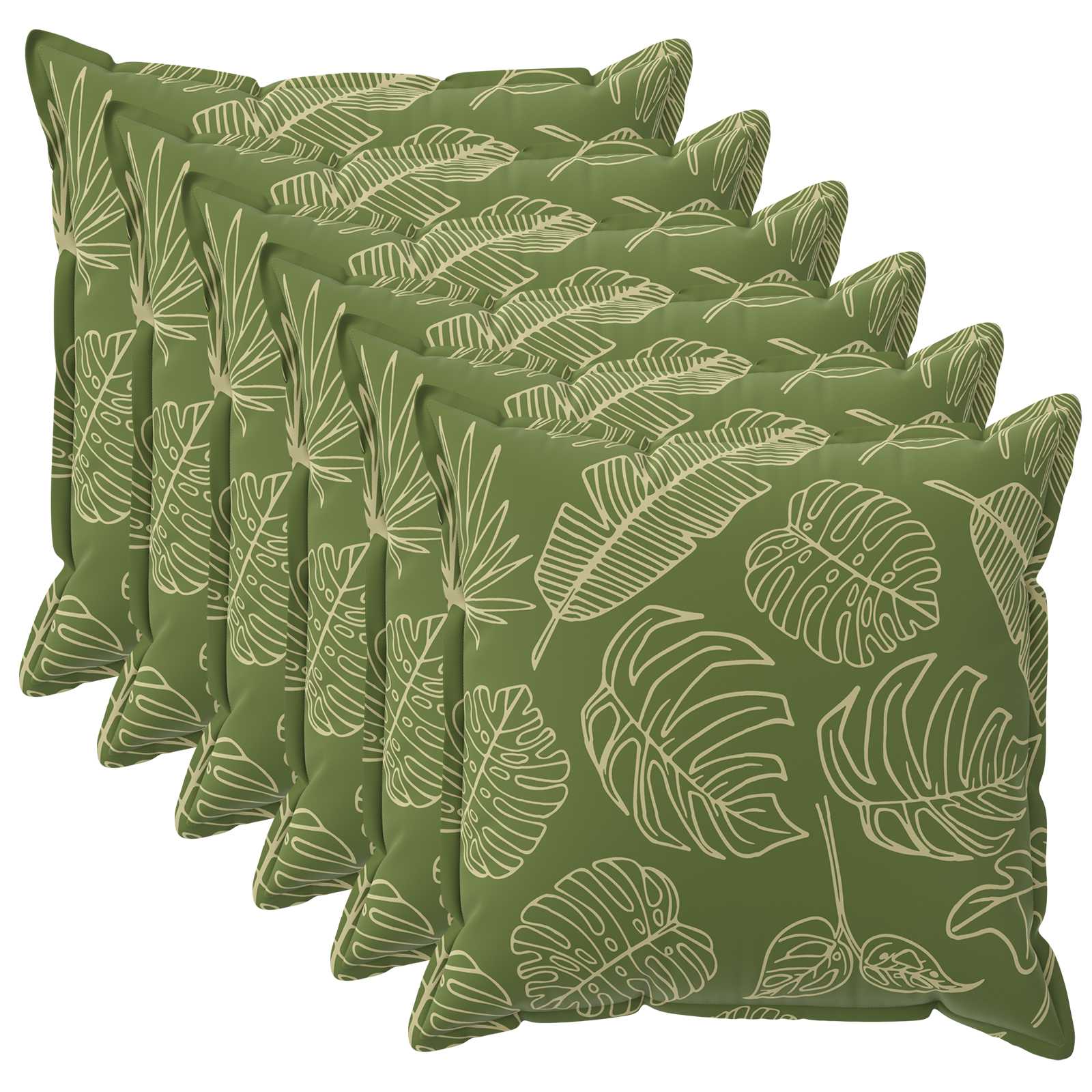Kissen 6 Stk. Houten Blattdesign 50 X 50 Cm Polyester Vidaxl
