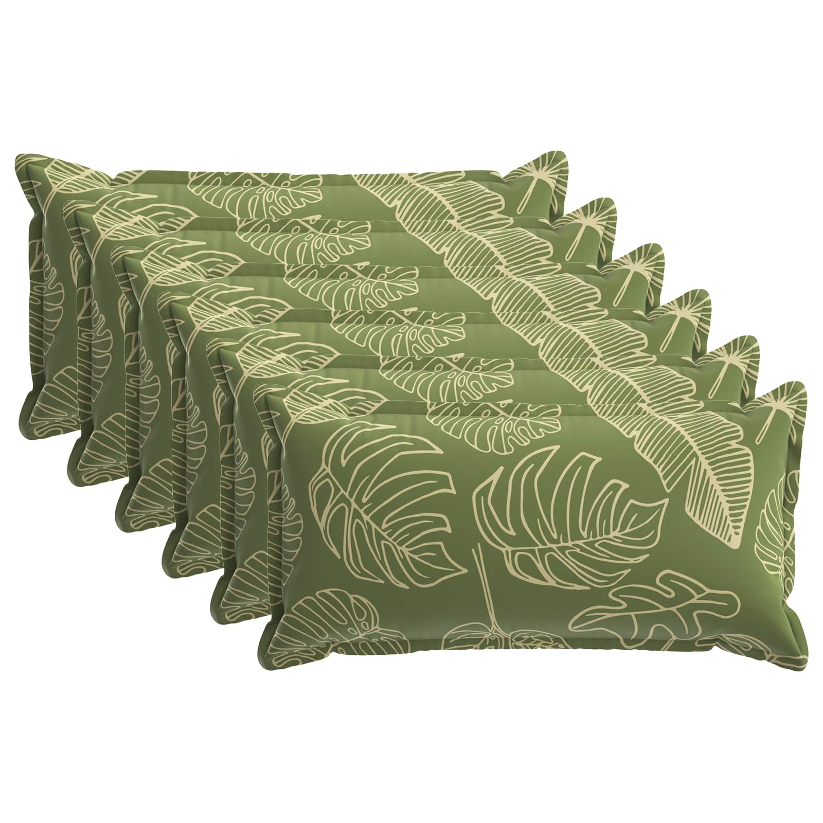 Kissen 6 Stk. Houten Blattdesign 40 X 70 Cm Polyester Vidaxl