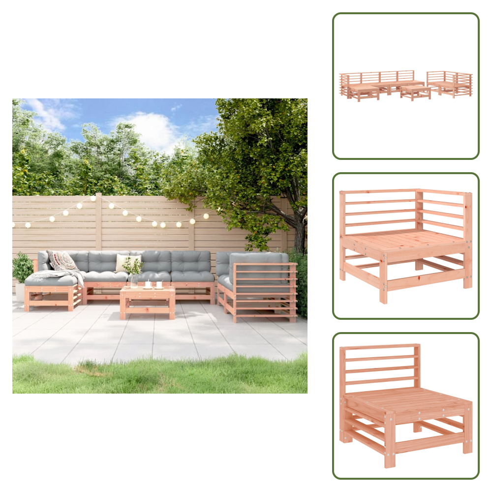 The Living Store 8-tlg. Garten-lounge-set Massivholz Douglasie - Gartenmöbel - Loungesessel - Outdoor Möbel - Douglasie - Holzmöbel