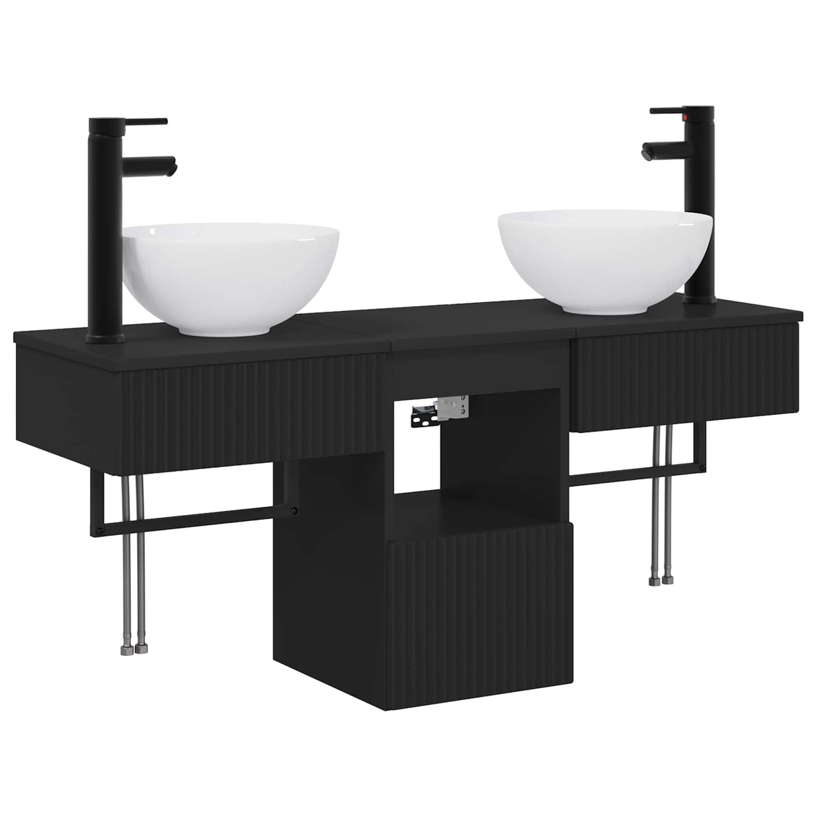 Badezimmermöbel-set 3 Stk. Schwarz 40 X 35 X 56 Cm Vidaxl