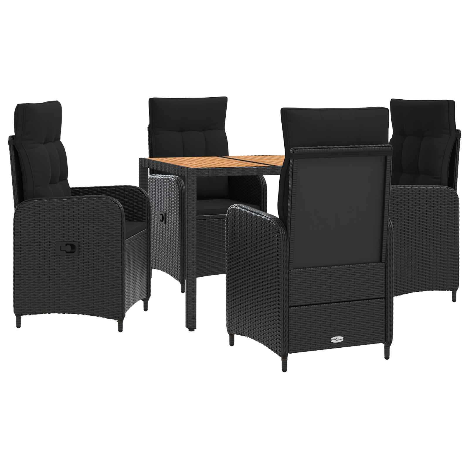 Outdoortisch-set 5 Stk. Schwarz 90 X 90 X 75 Cm Vidaxl
