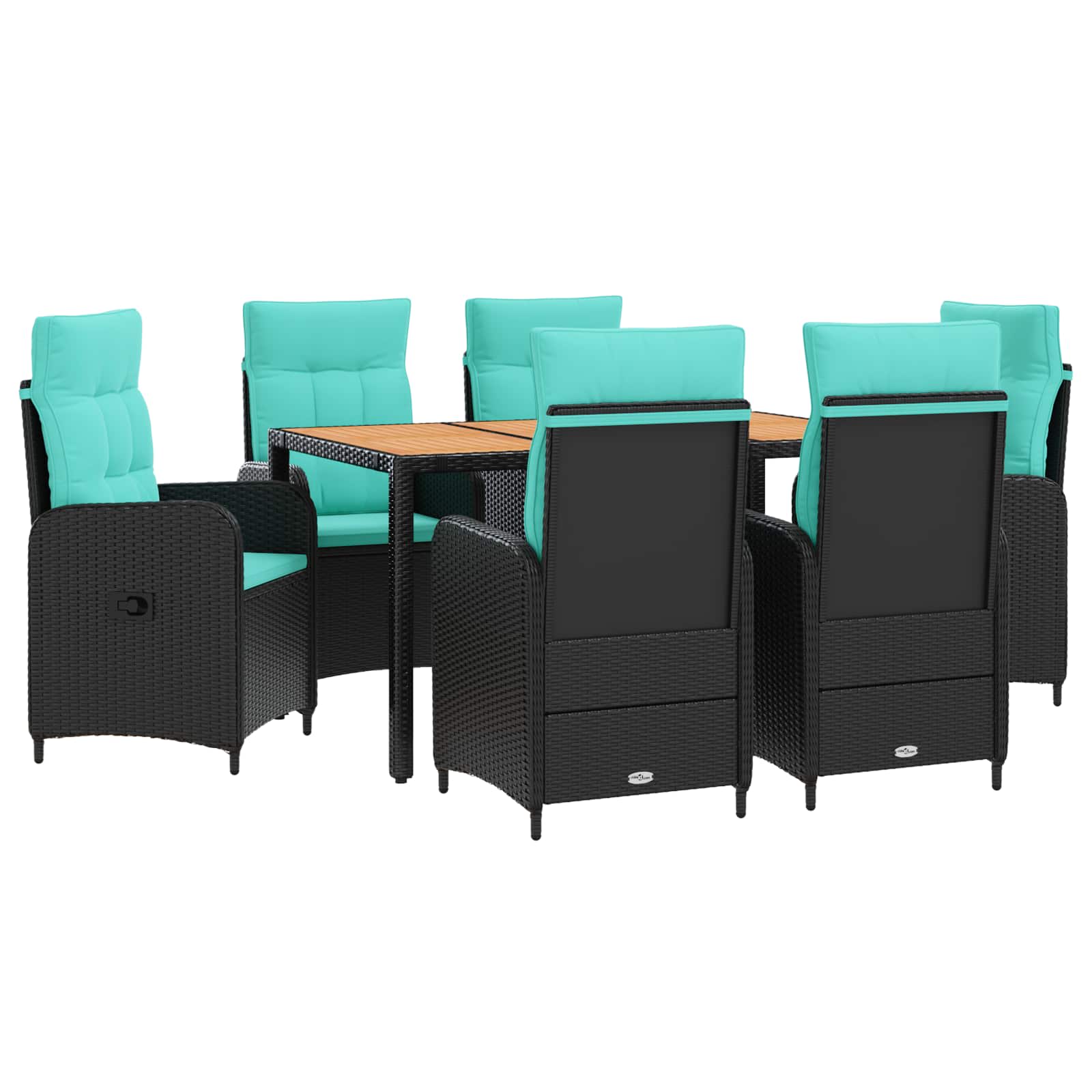 Outdoortisch-set 7 Stk. Black And Turquoise 150 X 90 X 75 Cm Vidaxl