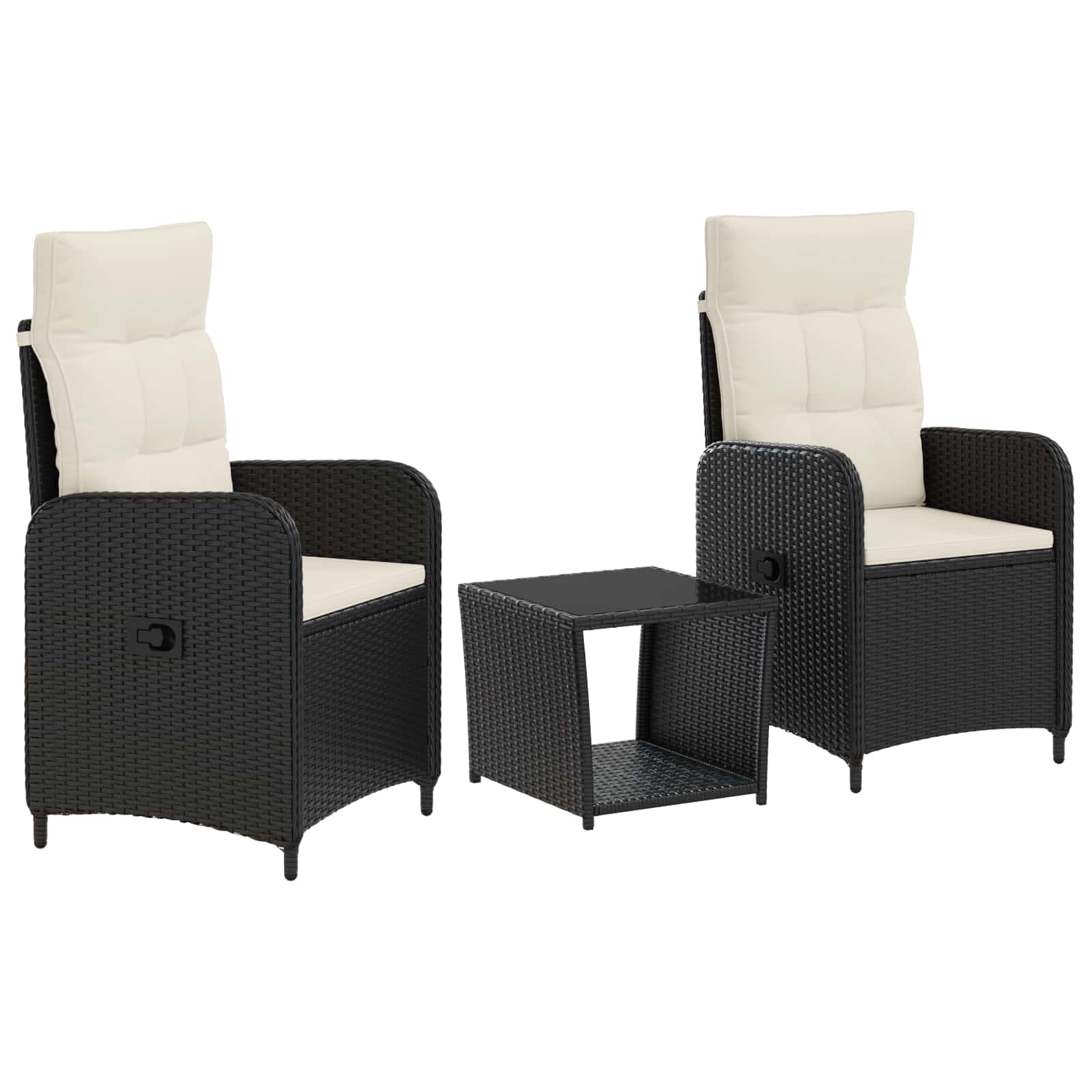 Garten-lounge-set 3 Stk. Schwarz Und Cremeweiß 45 X 45 X 40 Cm Vidaxl