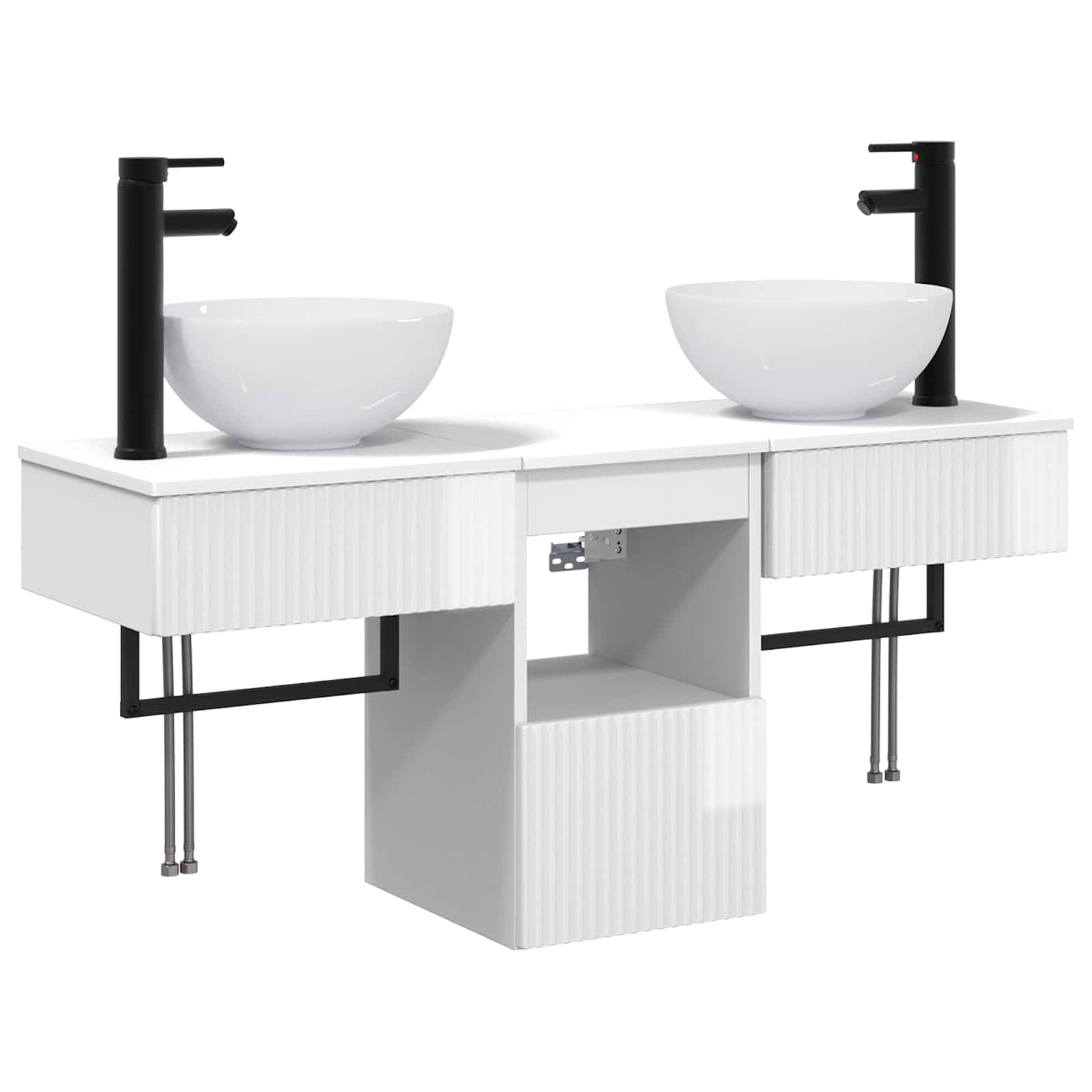 Badezimmermöbel-set 3 Stk. Hochglanz Weiß 40 X 35 X 56 Cm Vidaxl