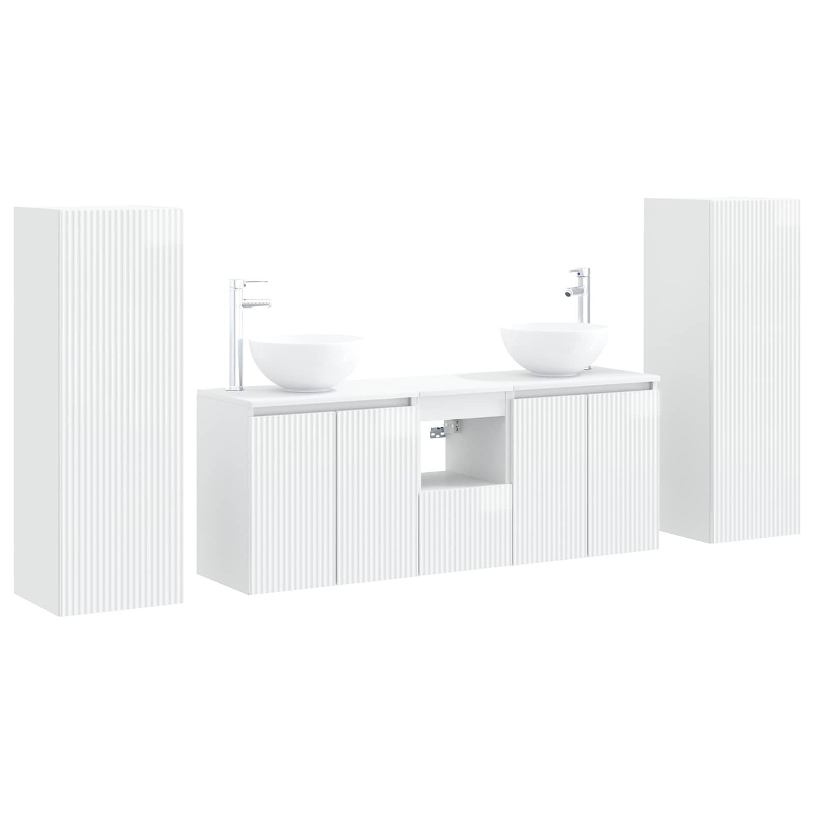 Badezimmermöbel-set 5 Stk. Hochglanz Weiß 195 X 35 X 100 Cm Vidaxl