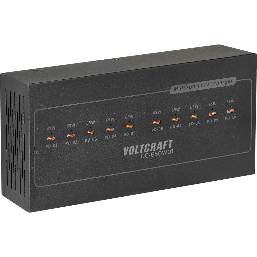 Voltcraft Uc-650w01 Usb Ladestation 650 W Usb Pd Schwarz Innenbereich Usb Power Delivery (usb-pd)