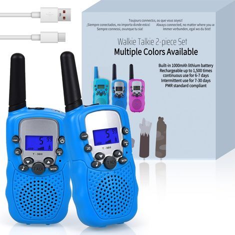 Professionelle Walkie-talkies Für Kinder, 388-mhz-funkgerät, Pmr 446 8-kanal-freizeitfunkgerät Mit Einer Reichweite Von Bis Zu 2–3 Km (2er-pack), Blau