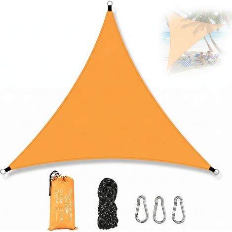 Dreieckiges Sonnensegel 3x3x3 M, Wasserdicht, Atmungsaktiv, Mit Uv-schutz, Für Garten, Terrasse, Balkon, Garten, Balkon, Inklusive Befestigungsseil, Orange