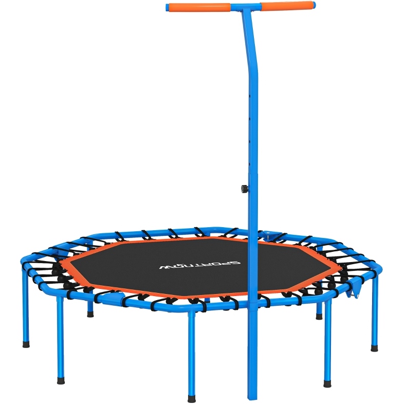 Fitness-trampolin Mit Verstellbarem Haltegriff, Klappbar, Leise, 128 X 120 Cm, Blau