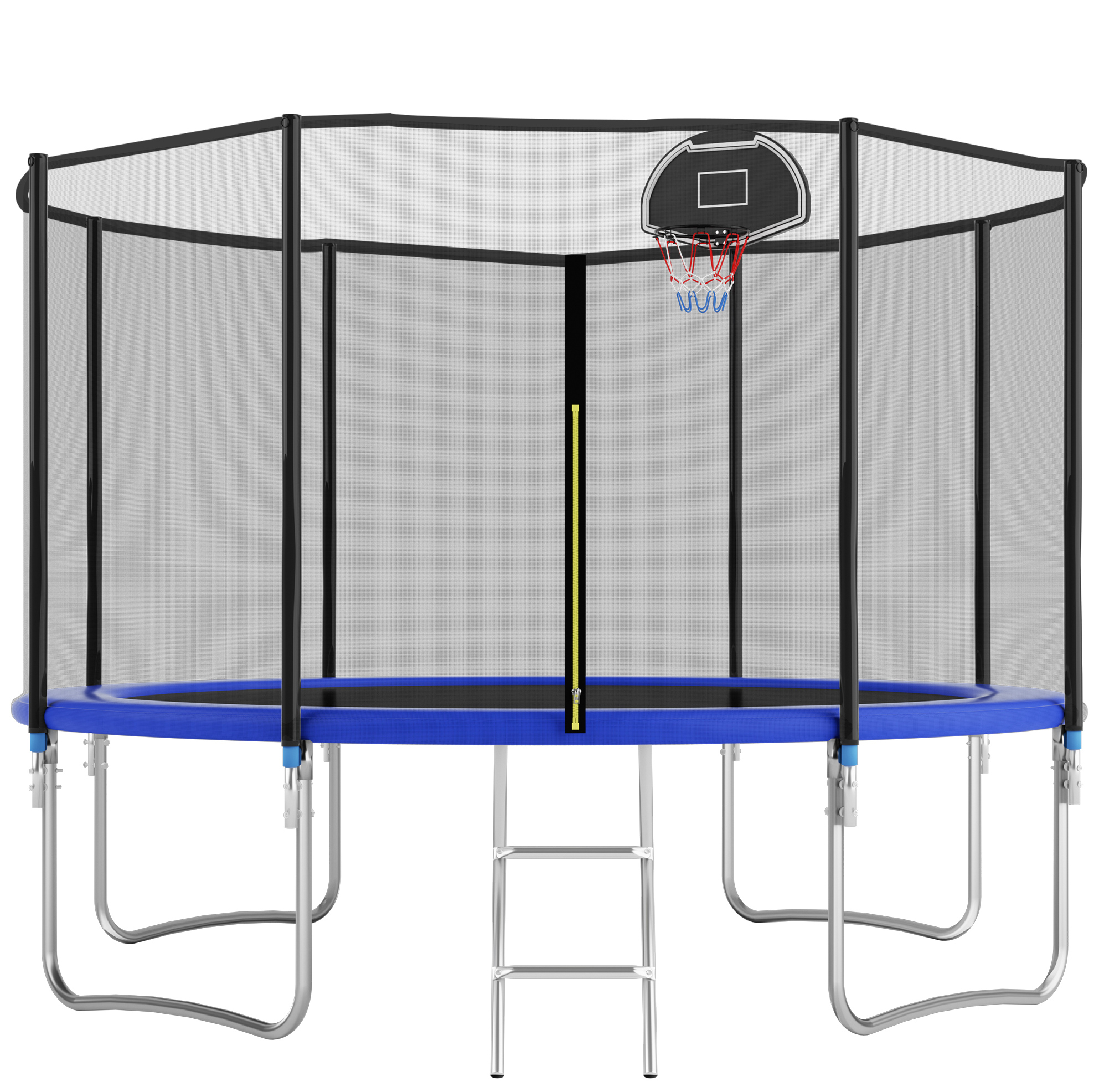 Rundes Outdoor-trampolin 366 Cm Blau Mit Sicherheitsnetz Und Stahlrahmen