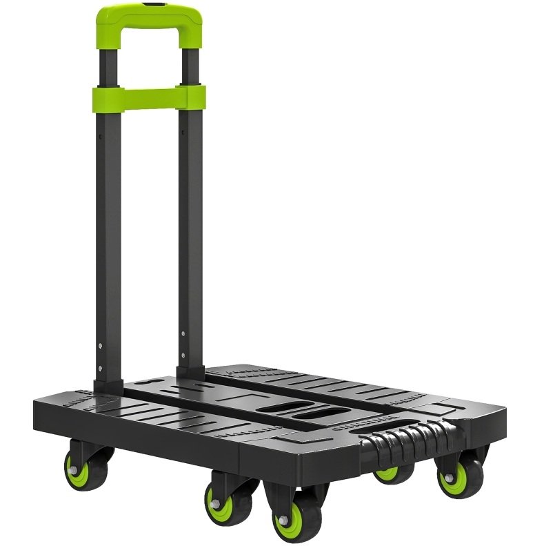 Grüner Klappbarer Metall-transportwagen Mit Rädern Und Verstellbarem Griff 49 X 35 X 102 Cm