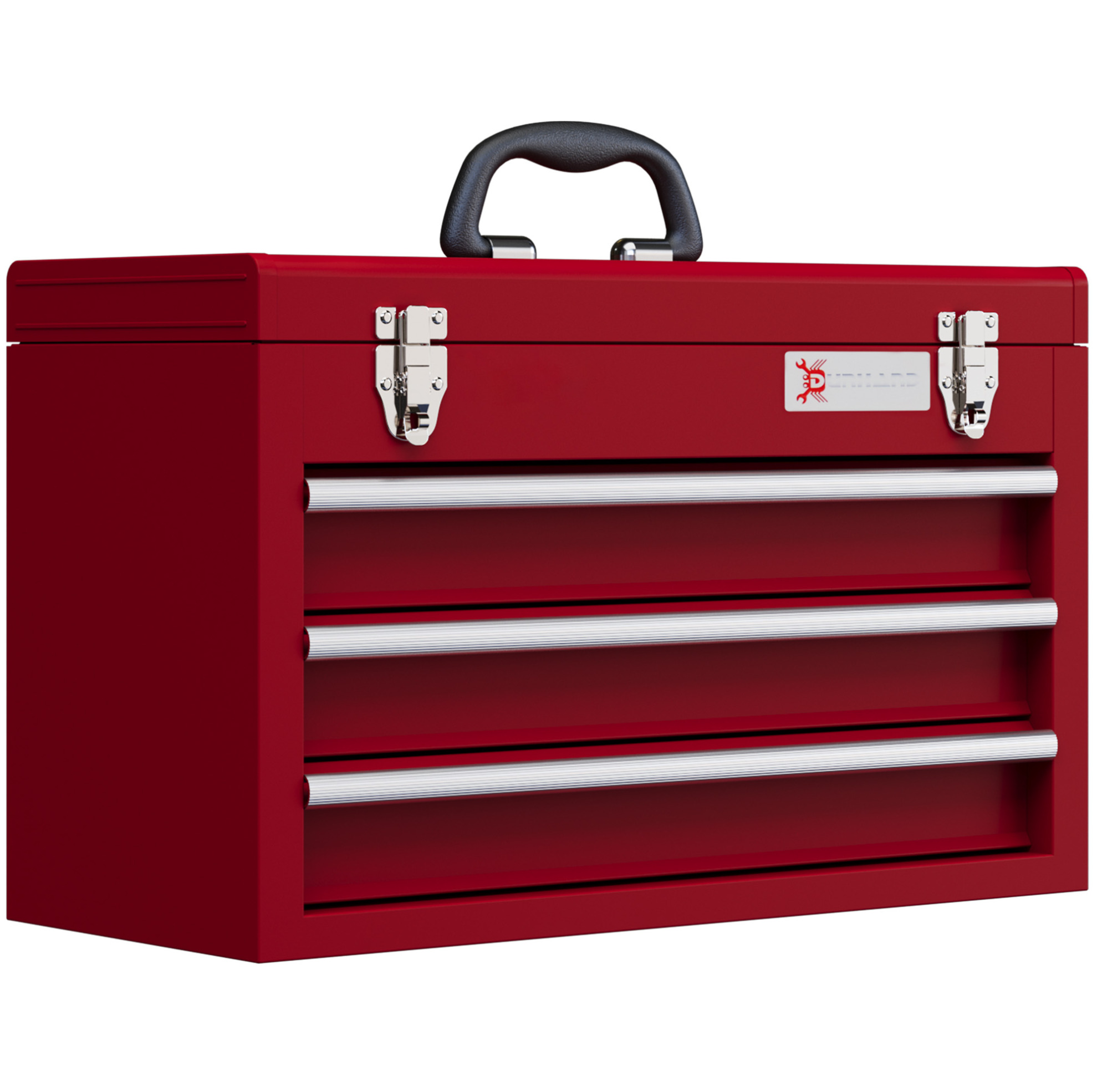 Leerer Werkzeugkasten Aus Rotem Stahl 51 X 22 X 32 Cm Mit 3 Schubladen Und Schloss