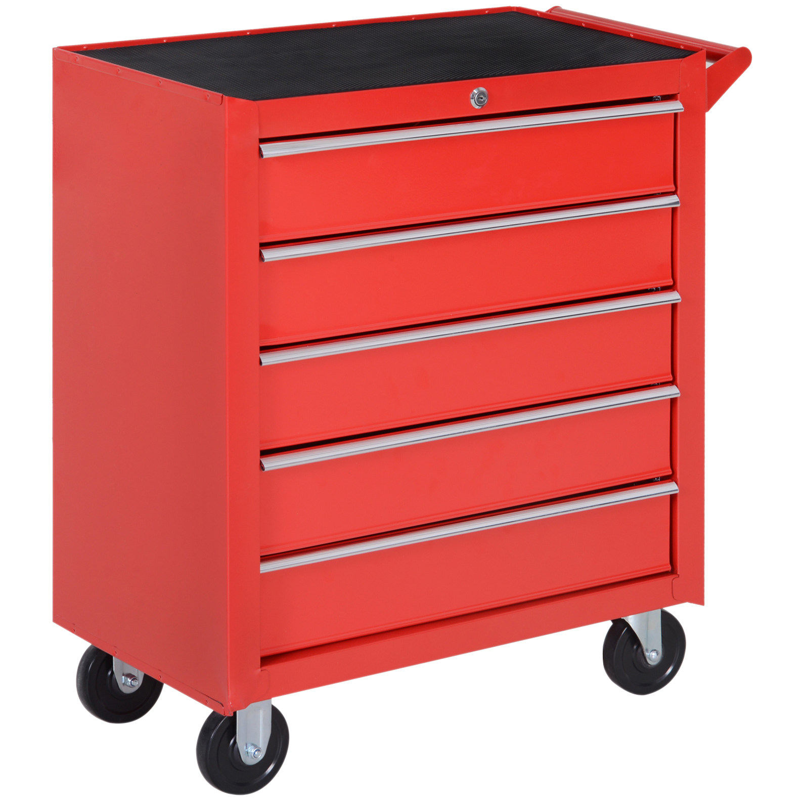 Werkzeugwagen Mit 5 Schubladen, Stahl, Rot, Mit Rollen Und Schloss, 69 X 33 X 75 Cm