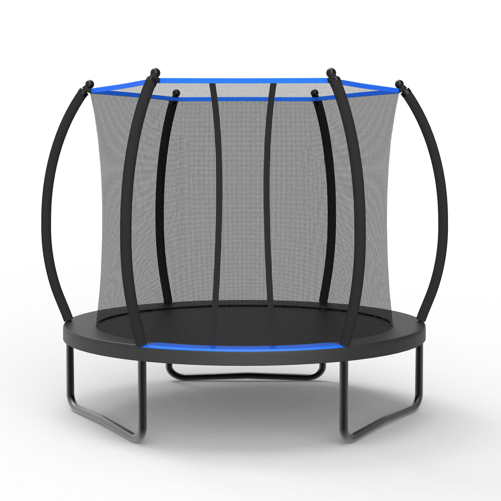 Kinder-gartentrampolin 228 Cm Mit Sicherheitsnetz, Schwarzer Und Blauer Stahl, Homvra
