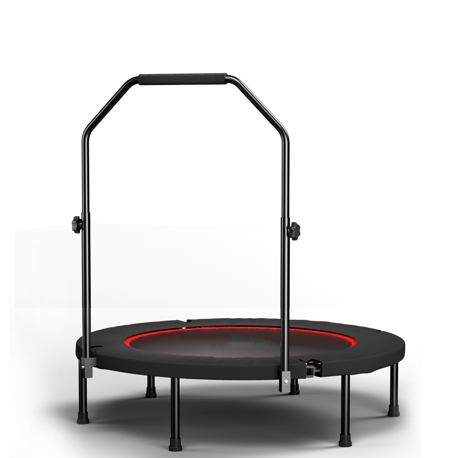 Klappbares Fitness-trampolin 101 Cm Mit Höhenverstellbarem Haltegriff – Schwarz