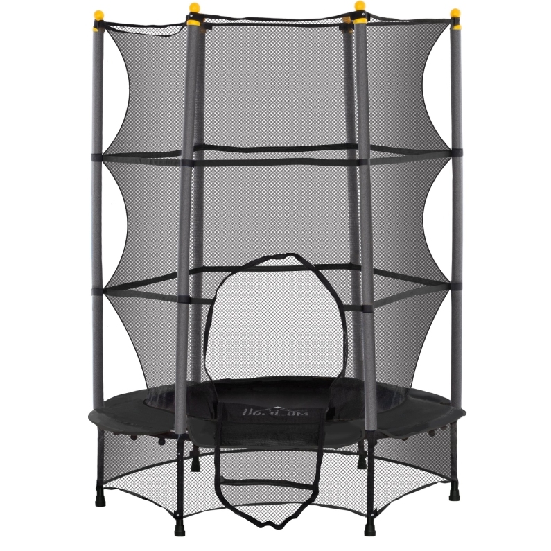 Kindertrampolin Ø140 Cm Mit Sicherheitsnetz, Schwarz, Für Innen Und Außen