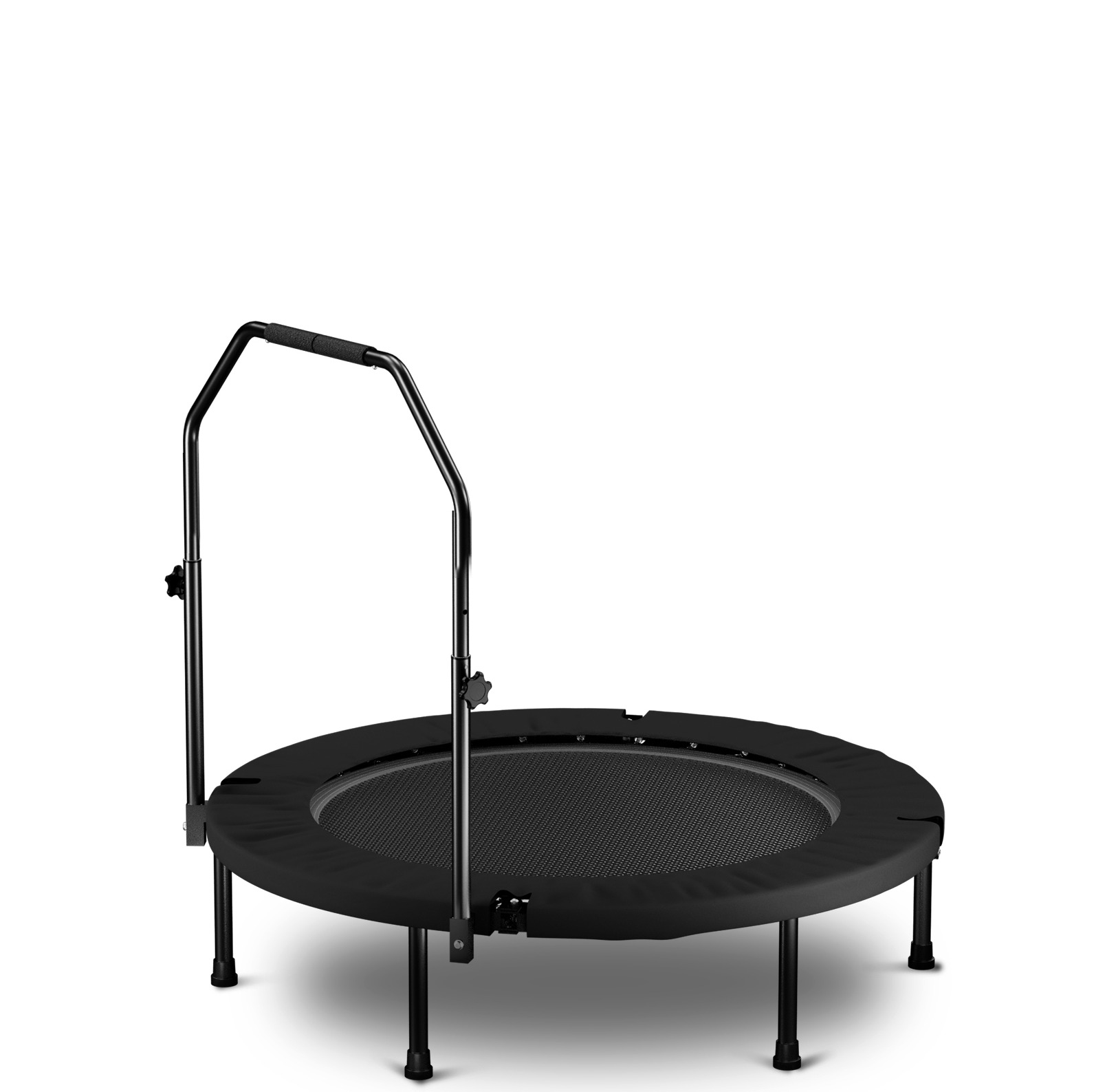 Klappbares Fitness-trampolin 101 Cm Mit Verstellbarem Haltegriff, Stahl, Schwarz