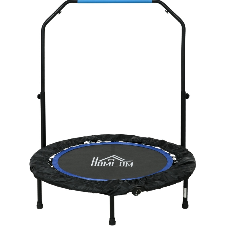 Klappbares Fitness-trampolin Mit Verstellbarem Haltegriff Ø102 X 123 Cm, Schwarz-blau