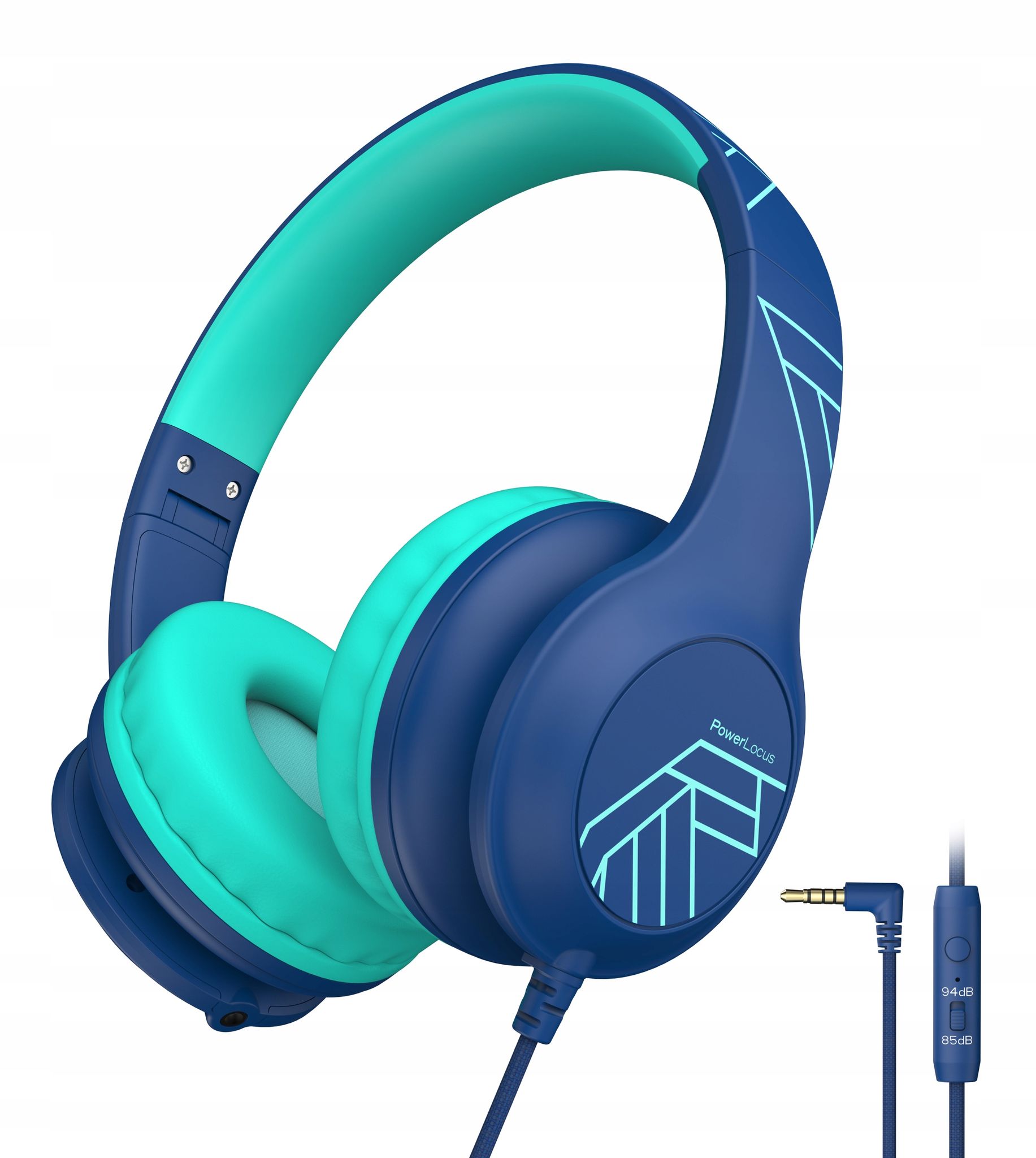 Powerlocus Kinder-over-ear-kopfhörer Mit Mikrofon, 85/94 Db, Blaues Etui