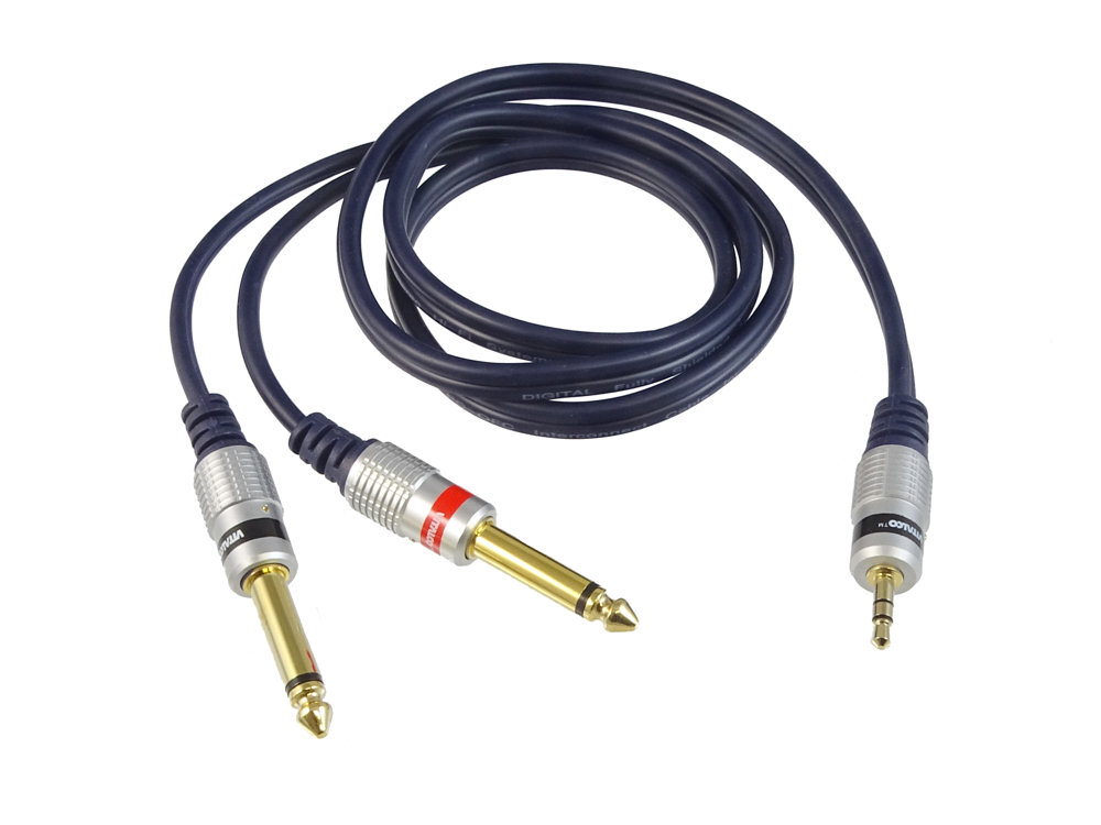 Vitalco 3,5-mm-stereo-klinkenkabel – 2 X 6,3-mm-monoklinkenstecker, 1,0 M