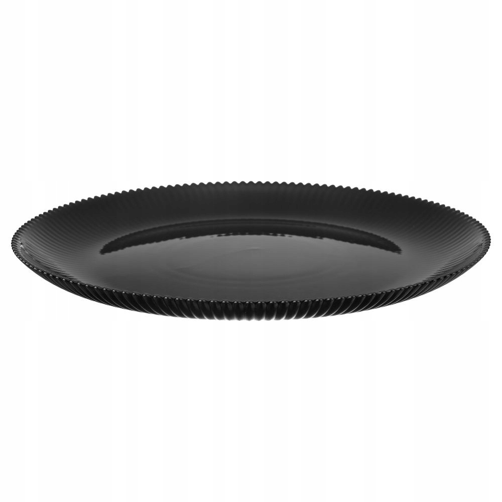 Flacher, Gerillter Glasteller, Schwarz, 26,5 Cm, 1 Stück, Aurora